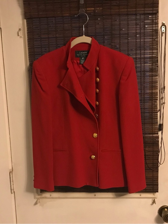 Lauren Ralph Lauren Jackets & Blazers - Lauren Ralph Lauren Vintage Red Blazer Wool Shoulder Pads Gold Buttons